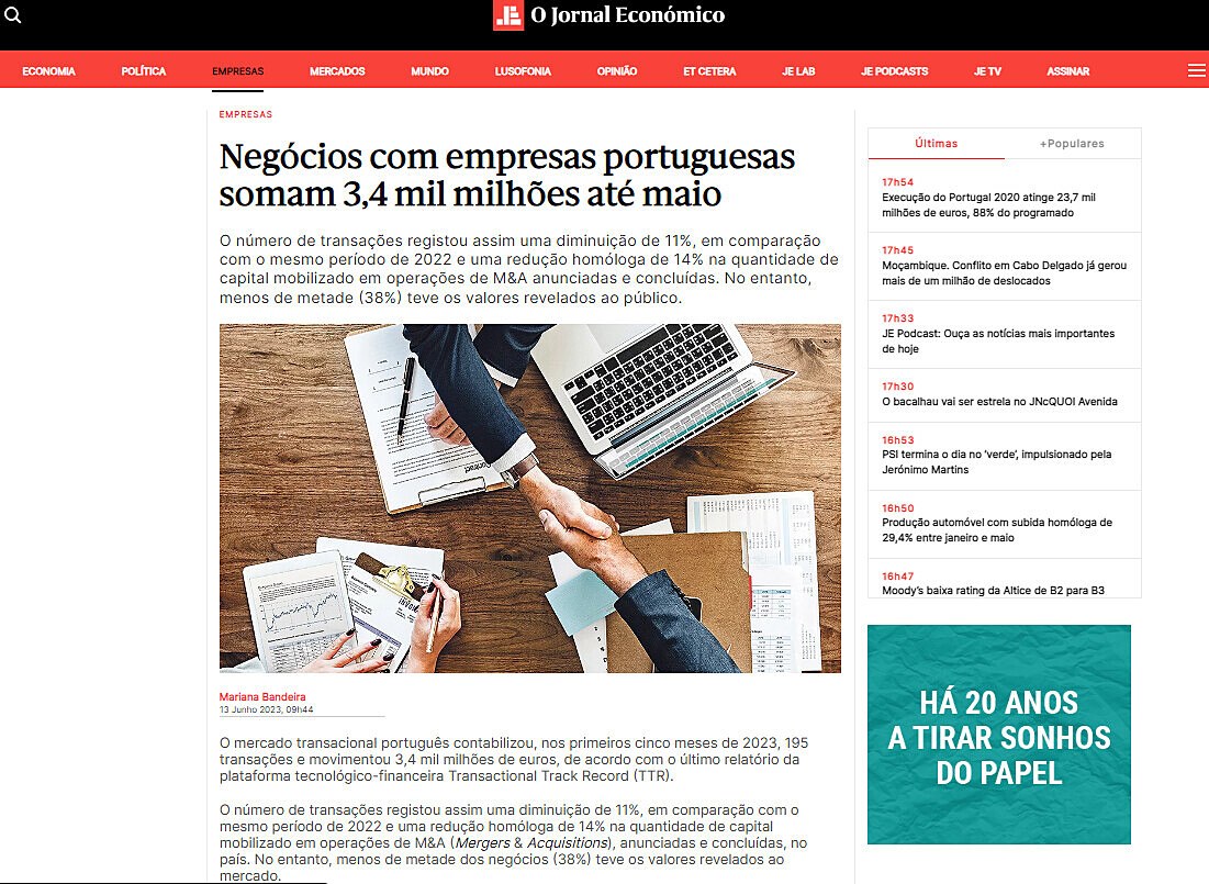 Negcios com empresas portuguesas somam 3,4 mil milhes at maio